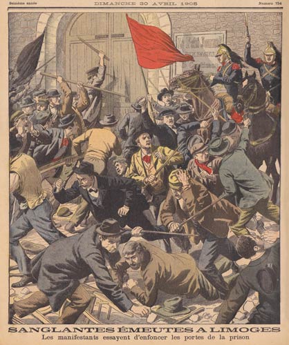 Porte de la prison de Limoges attaquée le 17 avril 1905