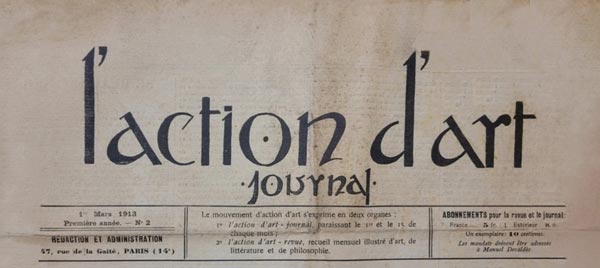 journal " L'Action d'Art" n2 du 15 février 1913