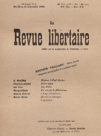 journal "La Revue Libertaire" n1 du 15 décembre 1893