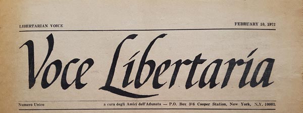 journal "Voce Libertaria" du 10 février 1972